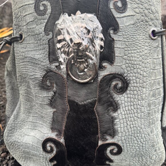 Sharif Gray and Black Shoulder Bag with Silver Accent - Picture 7 of 14